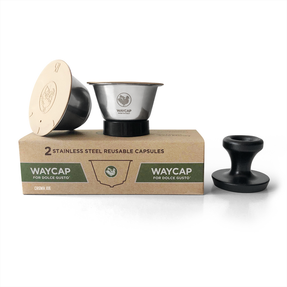 WayCap Stainless Steel Reusable Coffee Pod Two Pack for Dolce Gusto® with Tamper